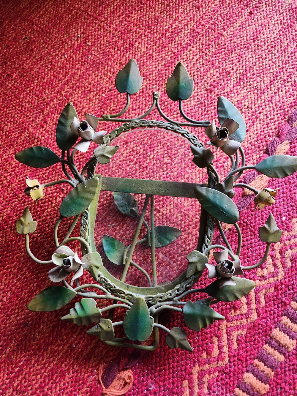 Vintage Green Metal Floral Frame